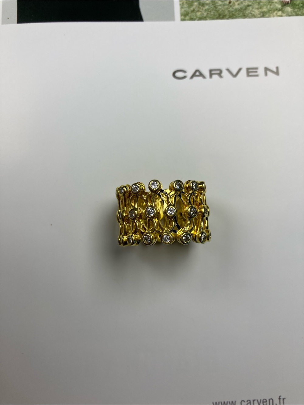 Gold-tone Multi-Row Crystal Band Ring